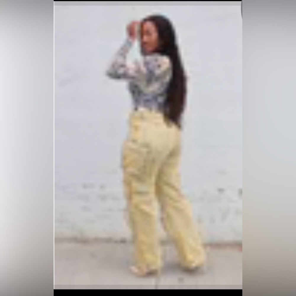 Distressed Denim Yellow Wide Leg Pants